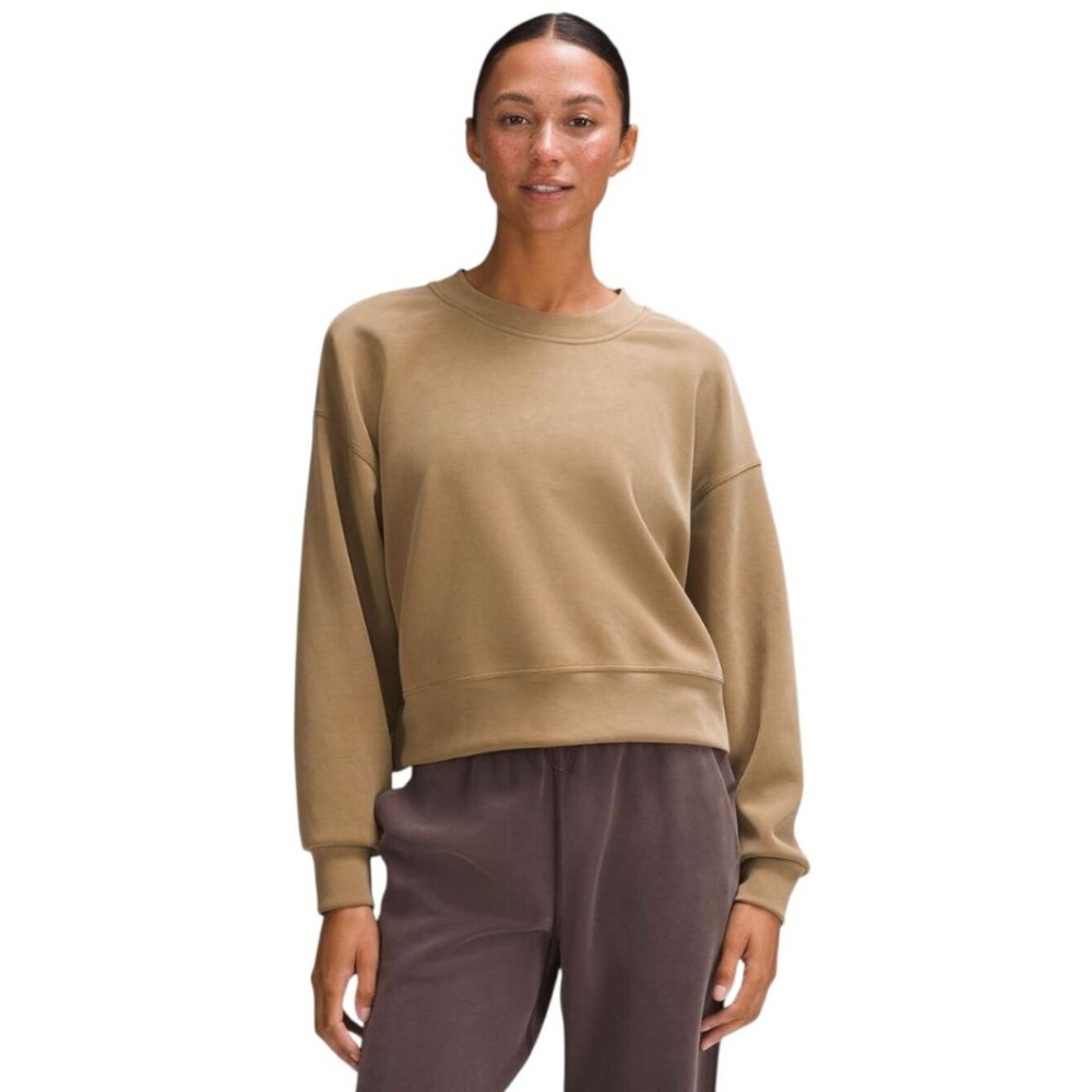 Lululemon Softstreme Perfectly Oversized Cropped Crew Sweatshirt Womens 8 Tan